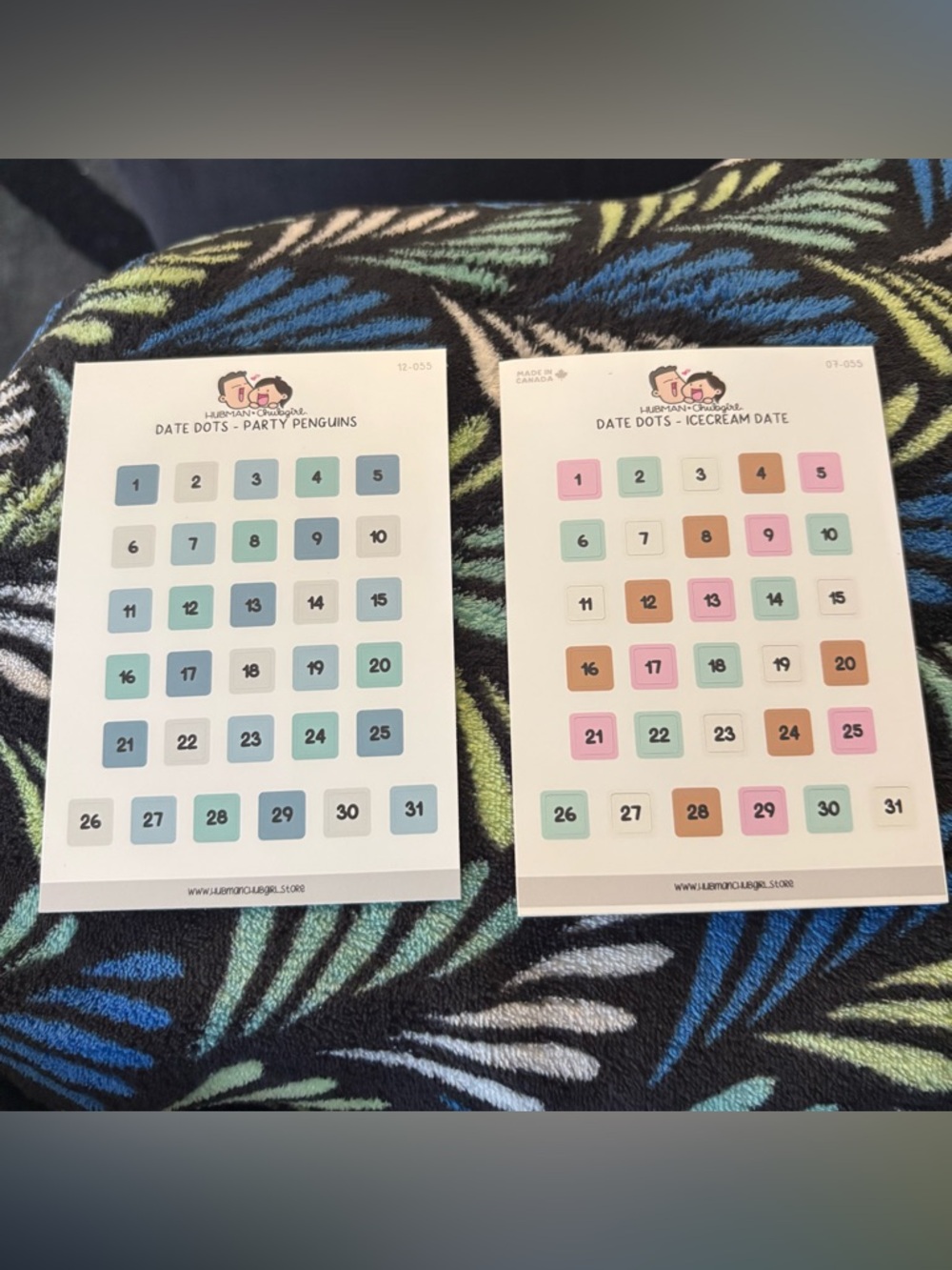 2 Hubman & Chubgirl Date dots sheets 
party penguins  ice cream date stickers